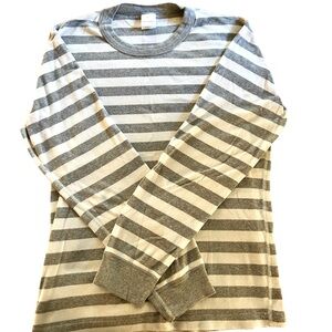 EUC - Hanna Andersson Pajama Shirt - Size Unisex Small, Heather Gray Stripe